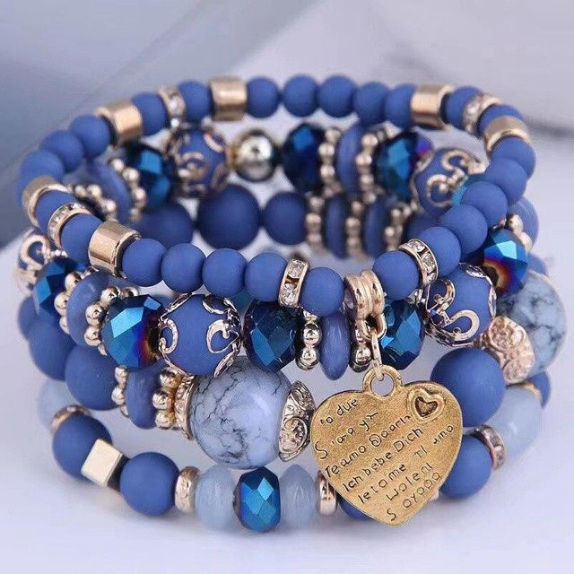 Armbänder 4 Stück Set, Acryl, Kristall, blau, Damen - Bild 1