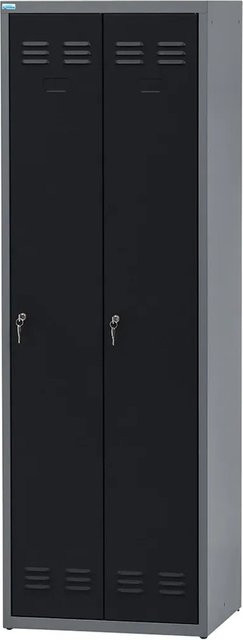 Küpper Spind 2-Türig mit Kleiderstange und Haken, Schwarz-Hellgrau, H x B x T: 180 x 60 x 48 cm - Bild 1