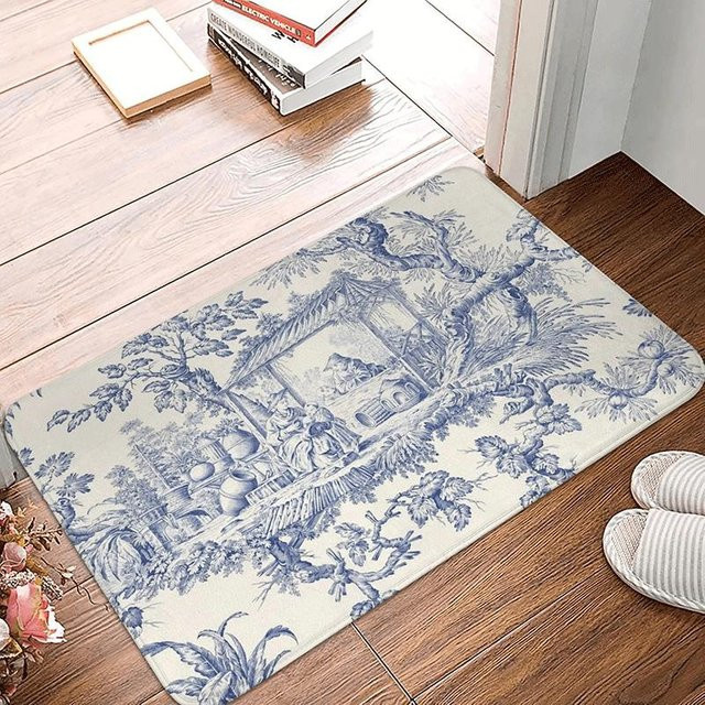 Disney Toile de Jouy Fußmatte mit floralem Print, blau, B/T: 80 x 50 cm - Bild 1