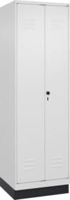 C+P Putzmittel-Spind Classic PLUS mit Sockel, 2 Abteile, Sicherheits-Drehriegel, Farbe: Weiß/Grau/Schwarz, H x B x T: 195 x 60 x 50 cm - Bild 1