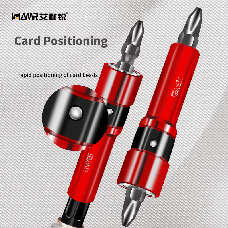 AMR 1/4 Zoll Schraubendreher-Bit aus Aluminiumlegierung mit 3-in-1 Magnetring, Rot, 6,35 mm - Bild 3