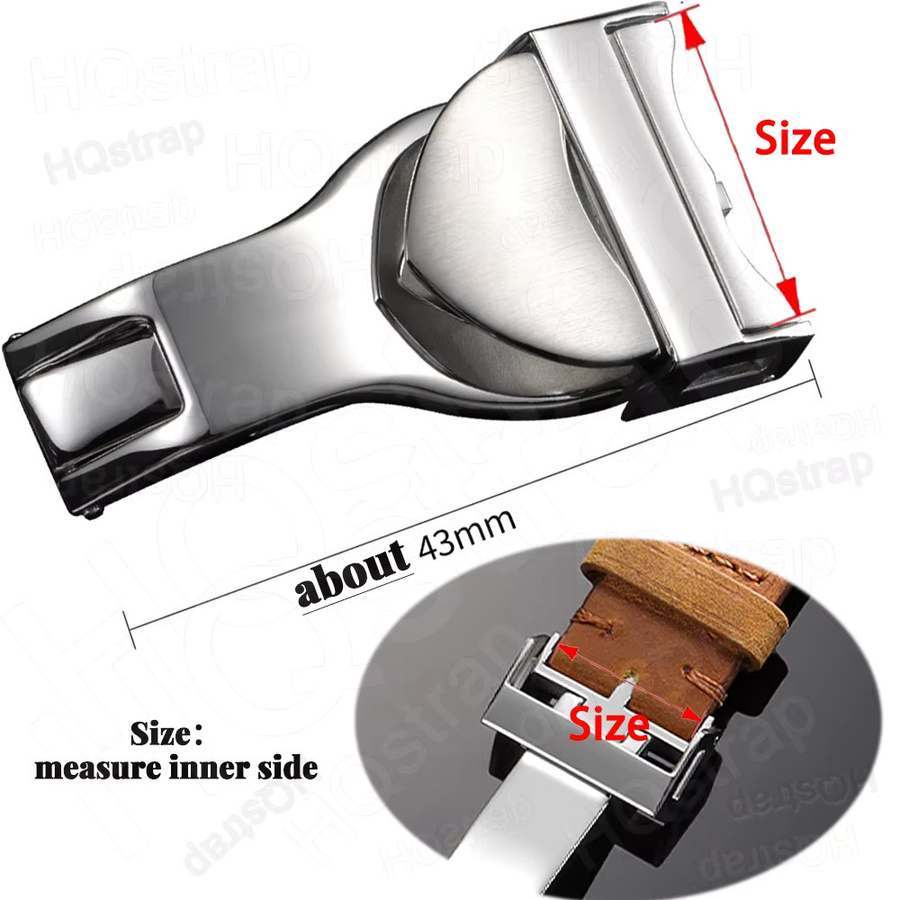 HQstrap Uhrenfaltschließe Edelstahl, 18 mm, Silber, Unisex - Bild 2