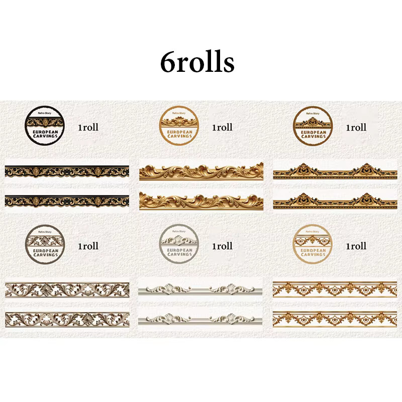 Royal Aesthetic Washi Tape Set aus Papier, 6 Rollen für Collagen und Bastelarbeiten - Bild 3