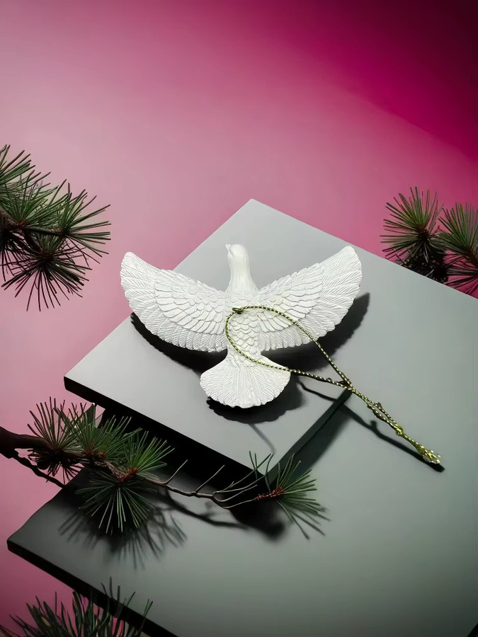 JETTING Weihnachtsbaum Ornament Freundschaftstauben aus Harz in Weiß - Bild 7