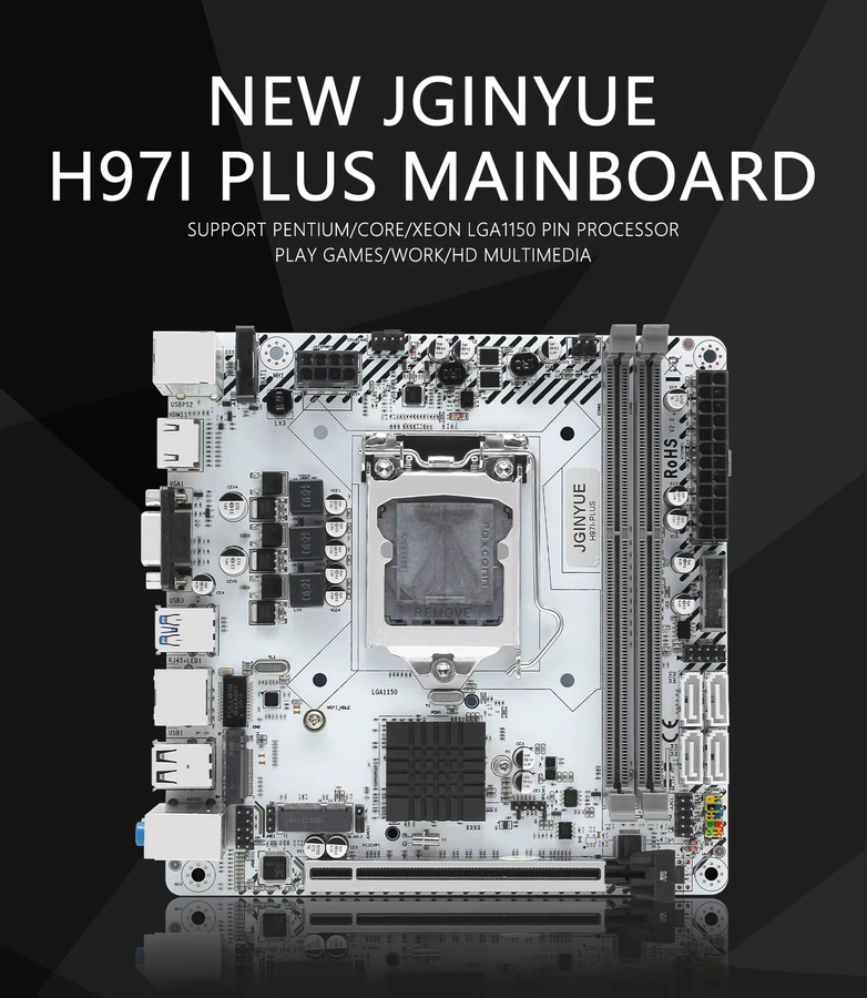 JGINYUE H97M-VH PLUS / H97I-PLUS Motherboard mit DDR3, M.2 NVMe Unterstützung für Home, Gaming und Büro - Bild 3