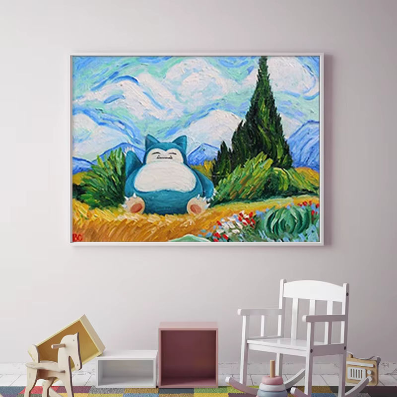 Keeppley Pokemon Snorlax Van Gogh Wandkunst Leinwand im Querformat, mehrfarbiges Poster für Kinderzimmer und Wohnzimmer - Bild 4