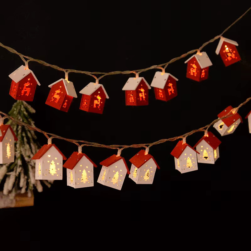 ZQCXLD LED Lichterkette mit Mini Weihnachtshäusern und Laternen für Weihnachtsbaum und Party-Dekoration, Länge: 1,5 m - Bild 4