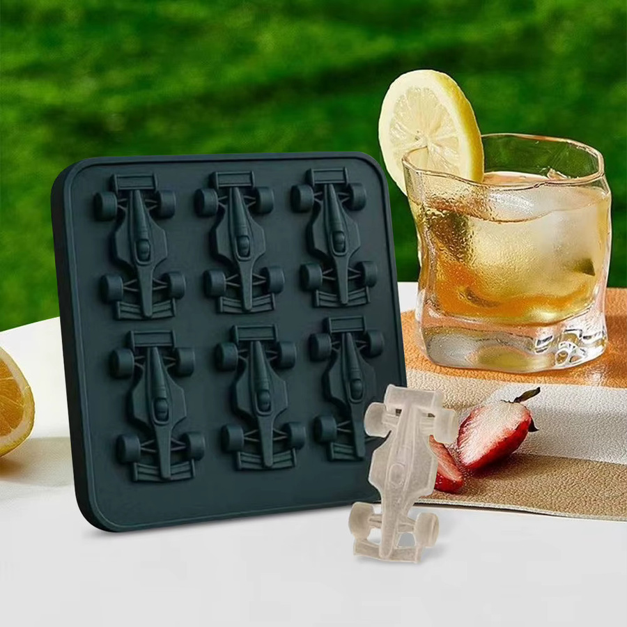 Silikonform Rennwagen 3D-Form mit 6 Mulden für Schokolade, Fondant und Gebäck, Rot - Bild 3