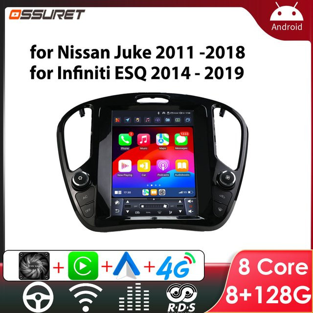 OSSURET Android Multimedia Autoradio mit 9,7 Zoll vertikalem Bildschirm für Nissan Juke 2011-2018 und Infiniti ESQ 2014-2019, Carplay, Schwarz - Bild 1
