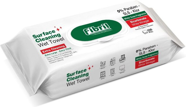 Fibril Feuchte Reinigungstücher XL Grün, 1 Packung mit 100 Stück - Bild 1
