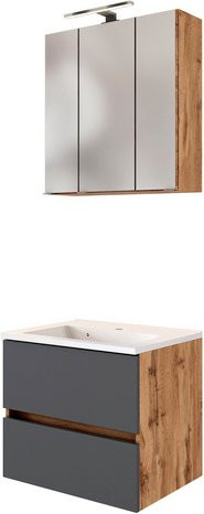 HELD MÖBEL Waschtisch-Set LUCCA in Weiss, 4-teilig, modern und wandmontiert mit LED-Beleuchtung und Soft-Close-Türen - Bild 1