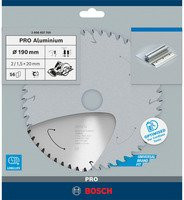 Bosch Kreissägeblatt für Aluminium und Metalle, Durchmesser: 190 mm, Bohrung: 20 mm, 56 Zähne, Farbe: Silber - Bild 1