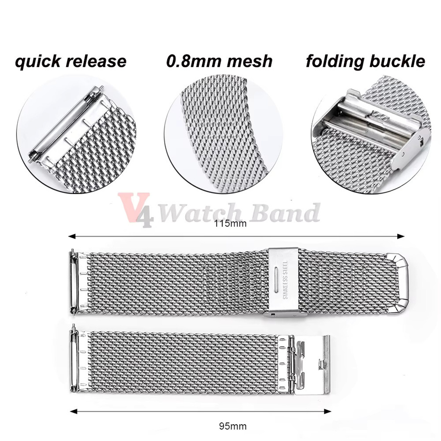 nxalp Uhrenarmband Mesh Milanese Edelstahl, Unisex - Bild 3