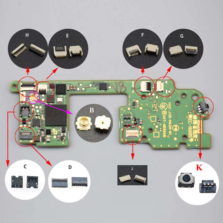 JCD 2-teiliger FPC-Anschluss für Nintendo Switch Joy Con PCB Board Flexkabel Stecker und Buchse Ersatzteil-Set - Bild 2