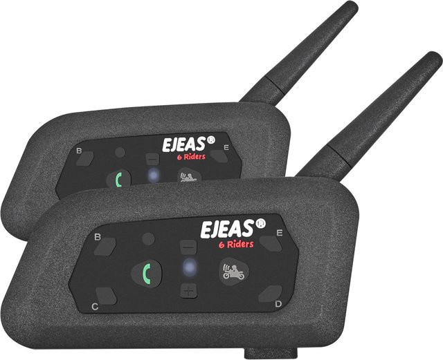 EJEAS V6 Pro Motorrad Helm Intercom Bluetooth Headset im 2er-Set, Schwarz - Bild 1