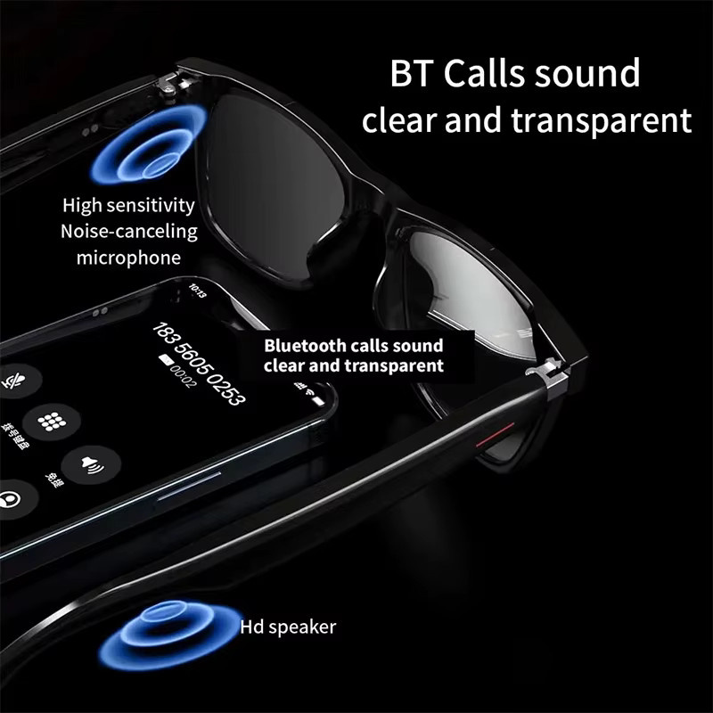 SZTZX Smartglasses Sonnenbrille, Herren, Vollrand, Schwarz, Kunststoff, polarisiert - Bild 3