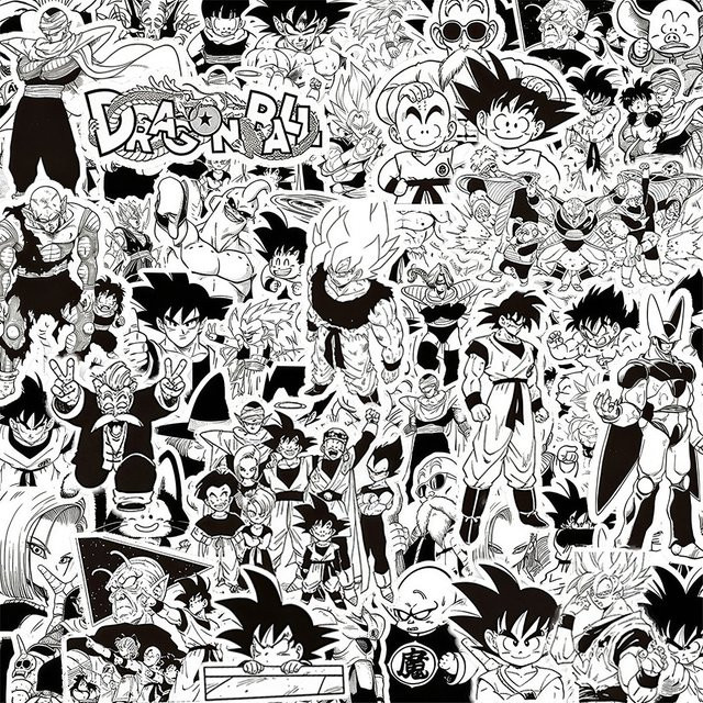 Bandai Dragon Ball Son Goku Anime Aufkleber, Schwarz Weiß, Set / Bundle - Bild 1