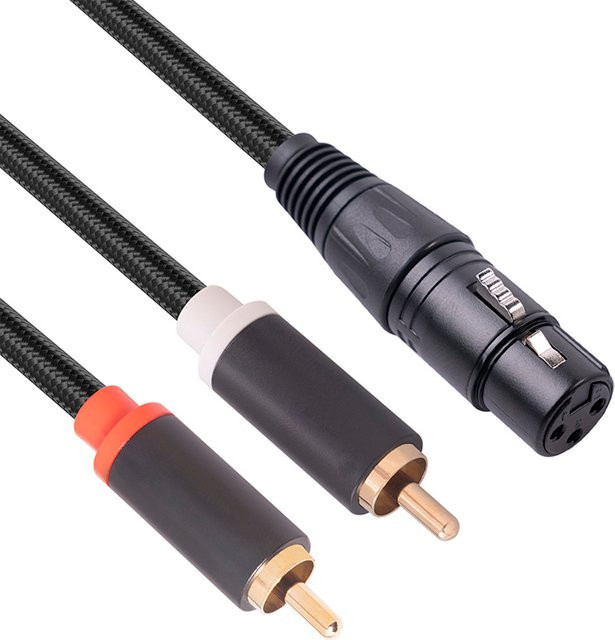 ALLOYSEED Stereo-Audiokabel XLR-Buchse auf Dual-RCA-Stecker in Schwarz zur Anti-Interferenz für Mischpult, Leistungsverstärker und Mikrofon - Bild 1
