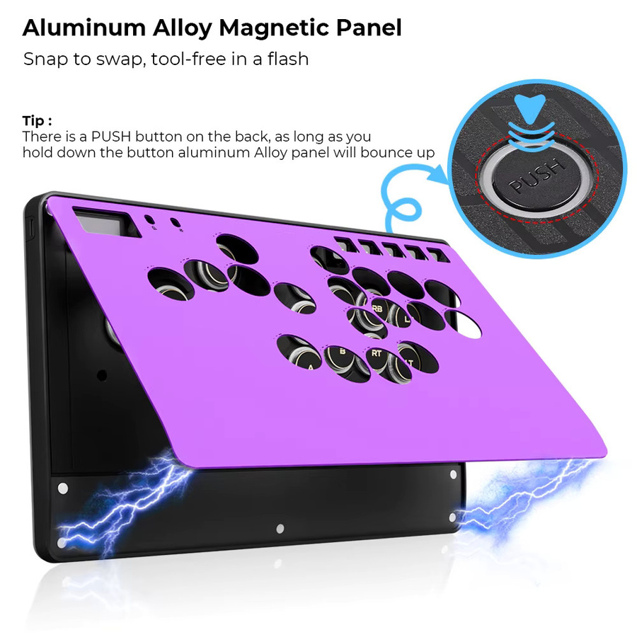 Haute42 C-AT Magnetischer Hebelloser Arcade-Stick aus CNC-Aluminiumlegierung für PC und PlayStation in Lila - Bild 2