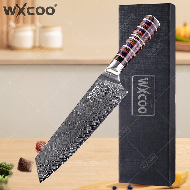 WXCOO Professionelles Damaszener Stahlmesser mit Holzbox, Japanisches Ausbeinmesser mit 67 Lagen für Obst und Gemüse - Bild 1