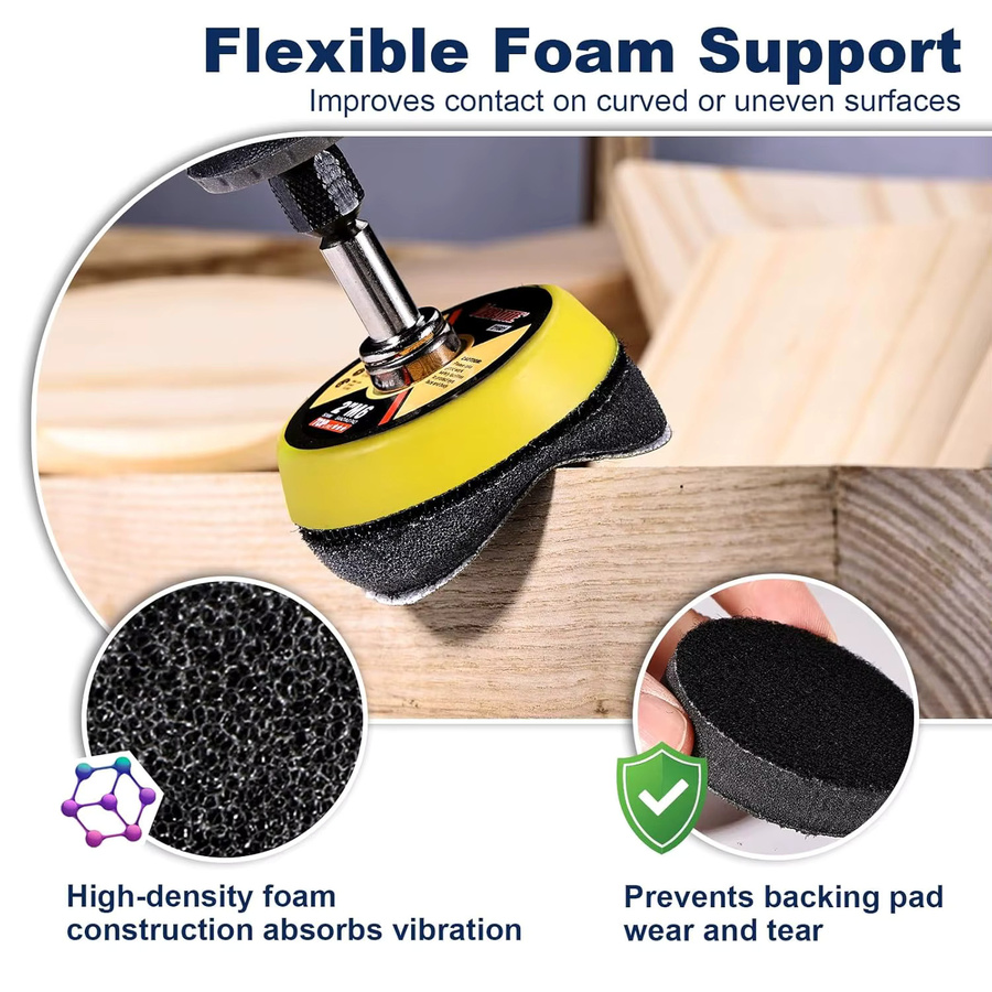 Vibratite Nass- und Trockenschleifpapier-Set mit 130 Stück, 50 mm Schleifpads und Adapter zum Schleifen von Metall und Autowolle - Bild 3