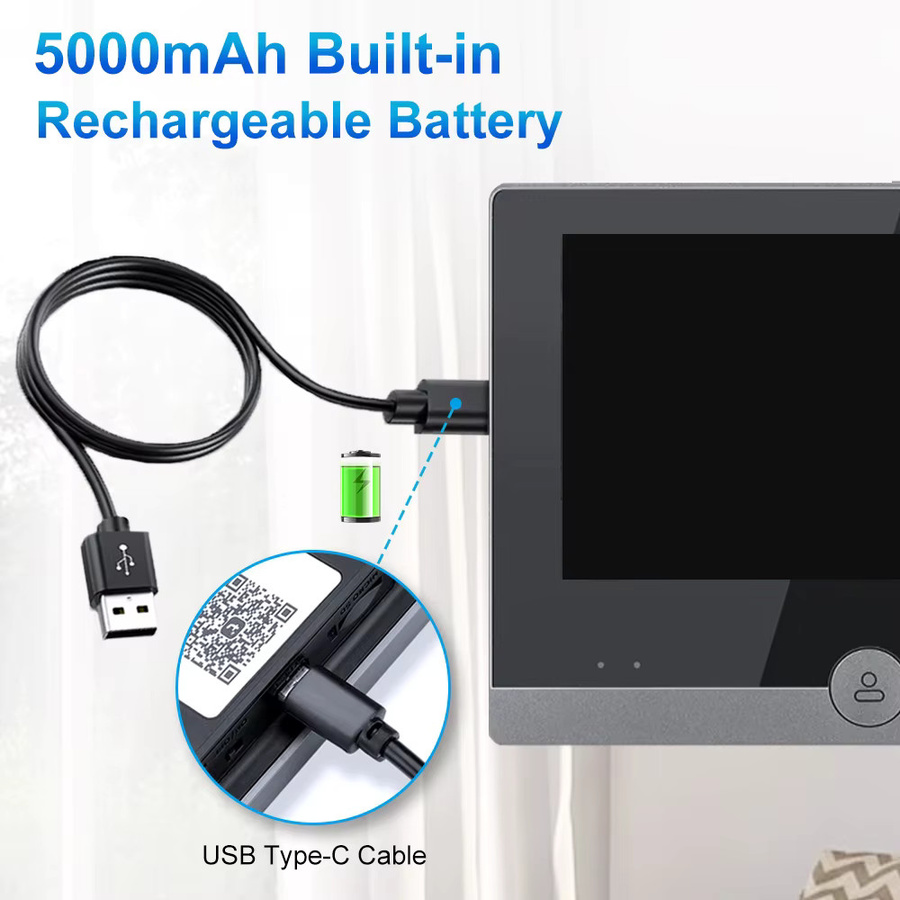 HunterTBK Smart Life Tuya WLAN-Türklingel mit 3MP Kamera, 1080P Auflösung, 5G/2.4G WLAN, 5000mAh Akku, PIR-Bewegungsmelder und IR Digitaler Türspion - Bild 6