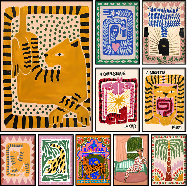 Kayou Selbstklebender Wandaufkleber mit abstraktem Tiger und Leopard Motiv in Bunt für moderne Wanddekoration - Bild 1