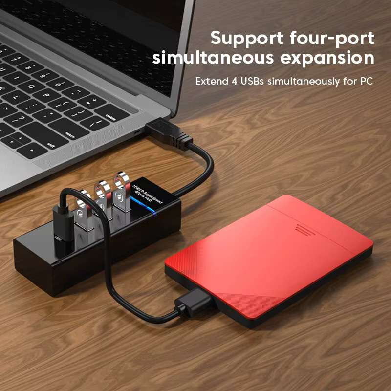 Olaf USB 3.0 Hub mit 4 Ports, High Speed USB Splitter Adapter 5Gbps in Schwarz - Bild 2