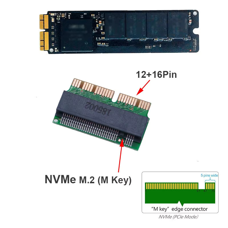 OULLX M.2 NVMe SSD Adapter für MacBook Air und Pro 2013-2017 Modelle A1466 A1502 in Schwarz - Bild 2