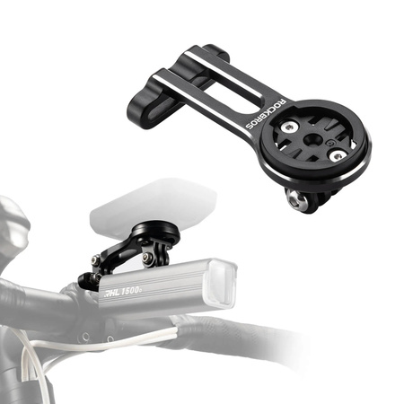 ROCKBROS Fahrradcomputer Halterung für Garmin und Bryton sowie GPS Fahrradlicht in Schwarz