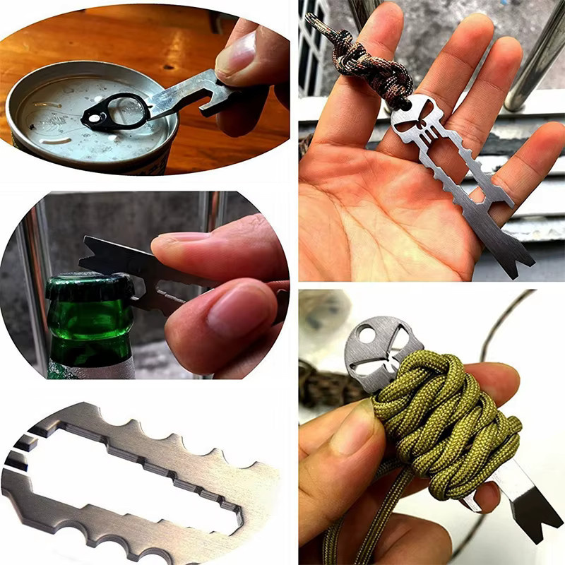Mwyhmut EDC Multifunktionswerkzeug aus Edelstahl mit Flaschenöffner, Hebelstange, Schraubendreher und Schraubenschlüssel als Schlüsselanhänger - Bild 3