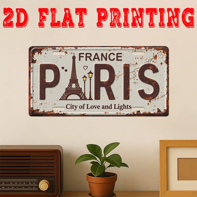 CIFBUY Vintage Paris Metallschild Eiffelturm Wanddekoration B: 30 cm, H: 15 cm - Bild 3