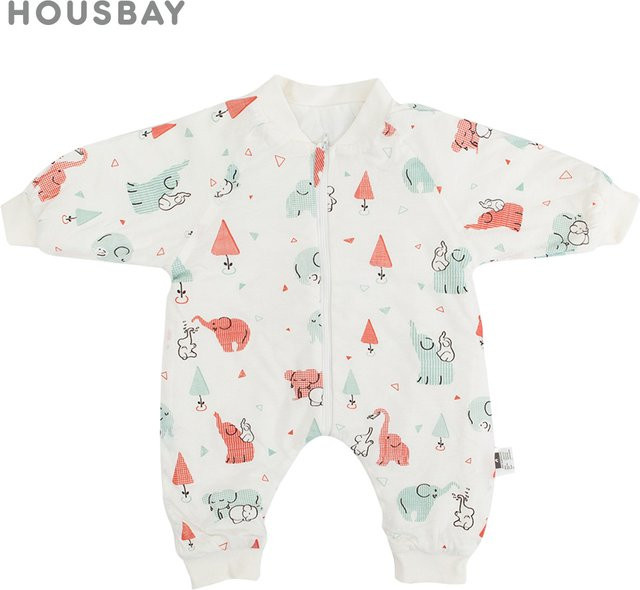 HOUSBAY Baby Schlafsack für Kinder von 0 bis 4 Jahren mit rotem Elefanten-Print in Rot und Weiß - Bild 1