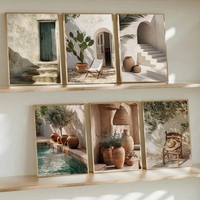 Boho Wandkunst Poster mit Olivenbaum und Terrakotta-Vase in Beige und Terrakotta von Potdemiel - Bild 1