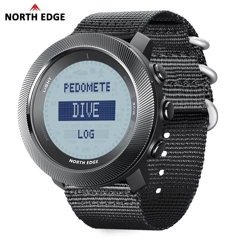 NORTH EDGE Apache-D Digitaluhr, Edelstahl, Schwarz, Herren, 10 ATM, Höhenmesser, Barometer, Kompass - Bild 5