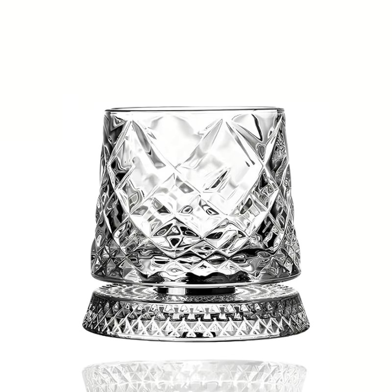 KEMORELA Rotierendes Whiskyglas aus Kristall, 360 Grad drehbarer Tumbler in Transparent, 10,5 cm - Bild 7