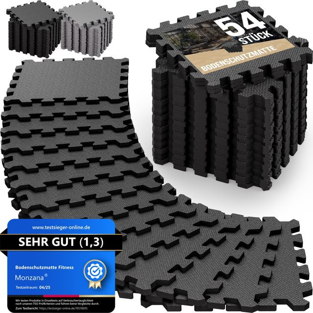 MONZANA Bodenschutz-Puzzlematten 54er-Set Schwarz H x B x T: 1 x 264 x 175 cm - Bild 1