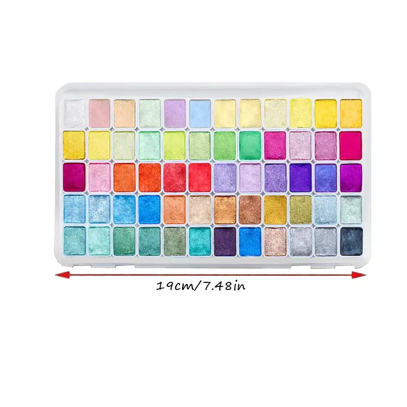Aquarellfarben-Set mit 60 Farben in einer tragbaren Metallbox und Funkel-Perlen-Effekt, Mehrfarbig - Bild 2