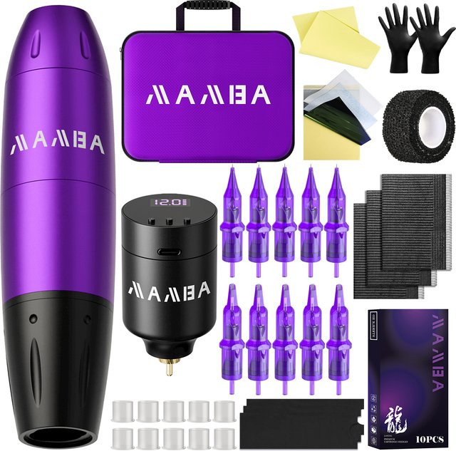 DMTATTOO Tattoo Maschine Kit, Drahtlos, 1350 mAh, 10 Nadeln - Bild 1