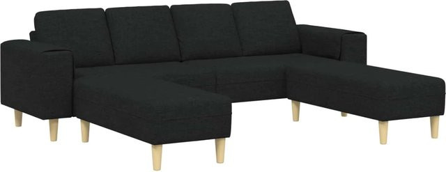 vidaXL Wohnzimmer Couch Set 3-teilig in Schwarz, modernes U-Shape Sofa mit Stoffbezug und Schaumstofffüllung - Bild 1