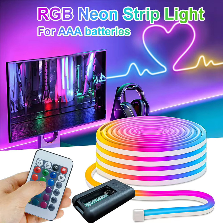 Acosh RGB Neon-Flex LED-Lichterkette für TV-Hintergrundbeleuchtung mit 24-Tasten-Fernbedienung und dimmbarer Helligkeit in Mehrfarbig - Bild 6