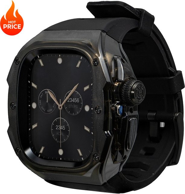 FancyWrist Modifikations-Set für Apple Watch Ultra, Ultra 2 und Ultra 3 (49mm) mit PC-Schutzhülle und Silikonband in Weiß und Silber - Bild 1