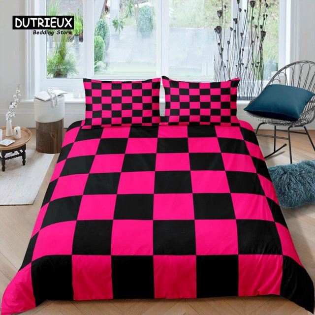 Home Living Luxus 3D Schachbrett Bettwäscheset aus Polyester in Pink, B/H: 140 x 210 cm - Bild 1