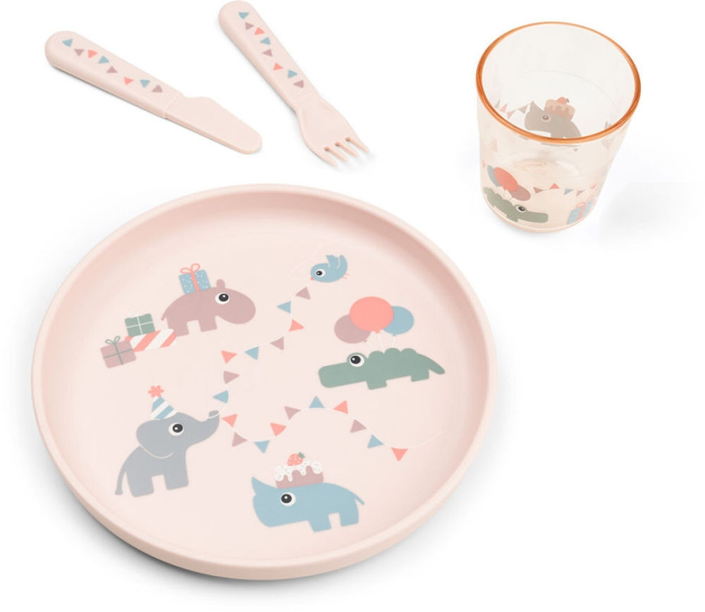 Done by Deer Foodie Dinner Set Celebration in Pink aus Melamin für Kinder - Bild 1