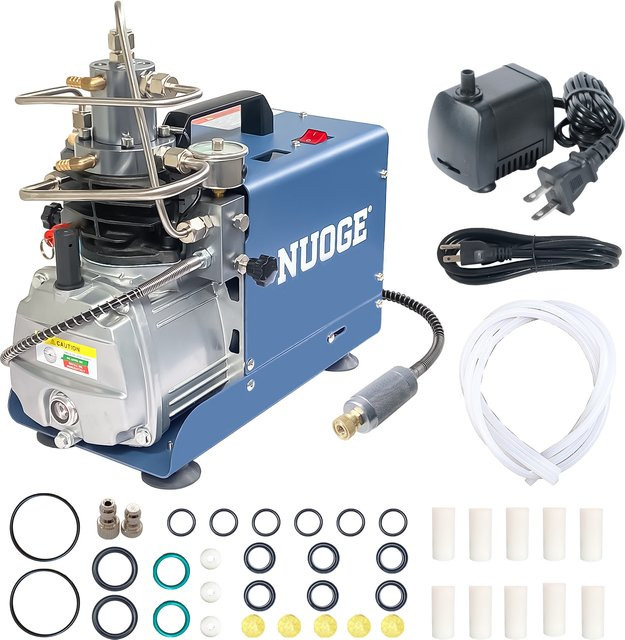 Nuoge AUTO-STOP PCP Hochdruck-Luftkompressor Elektrische Luftpumpe 300bar 4500psi in Blau für PCP-Luftgewehre und Tauchgeräte - Bild 1