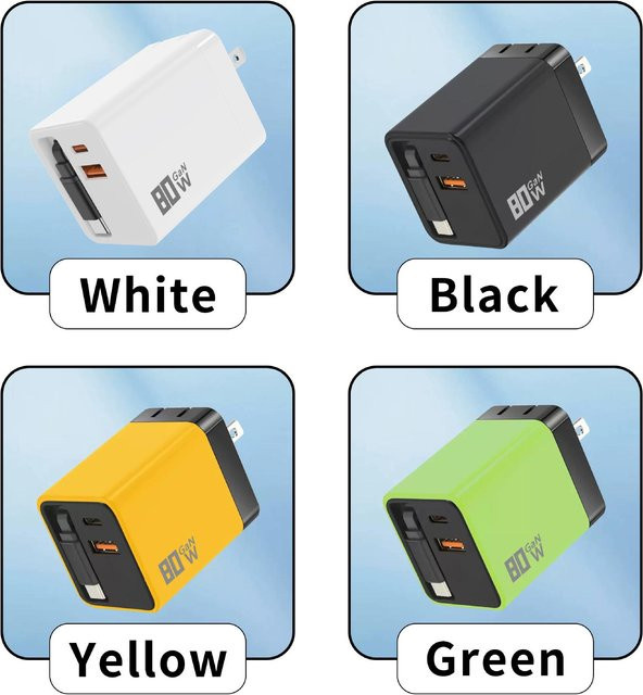 Value Vault 80W GaN Schnellladegerät mit Dual-Port USB-A und USB-C in Orange - Bild 1