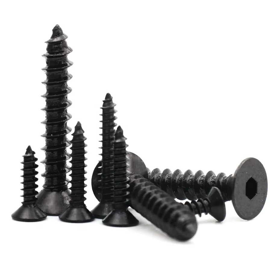DUOJI Senkkopf Sechskantschrauben aus Kohlenstoffstahl, selbstschneidend, Schwarz, M2 bis M6 - Bild 2