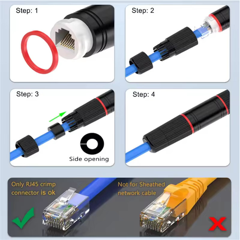 AOKIN RJ45 Ethernet Netzwerk Koppler IP67 Wasserdicht LAN Adapter für Cat5e und Cat6 in Schwarz - Bild 6