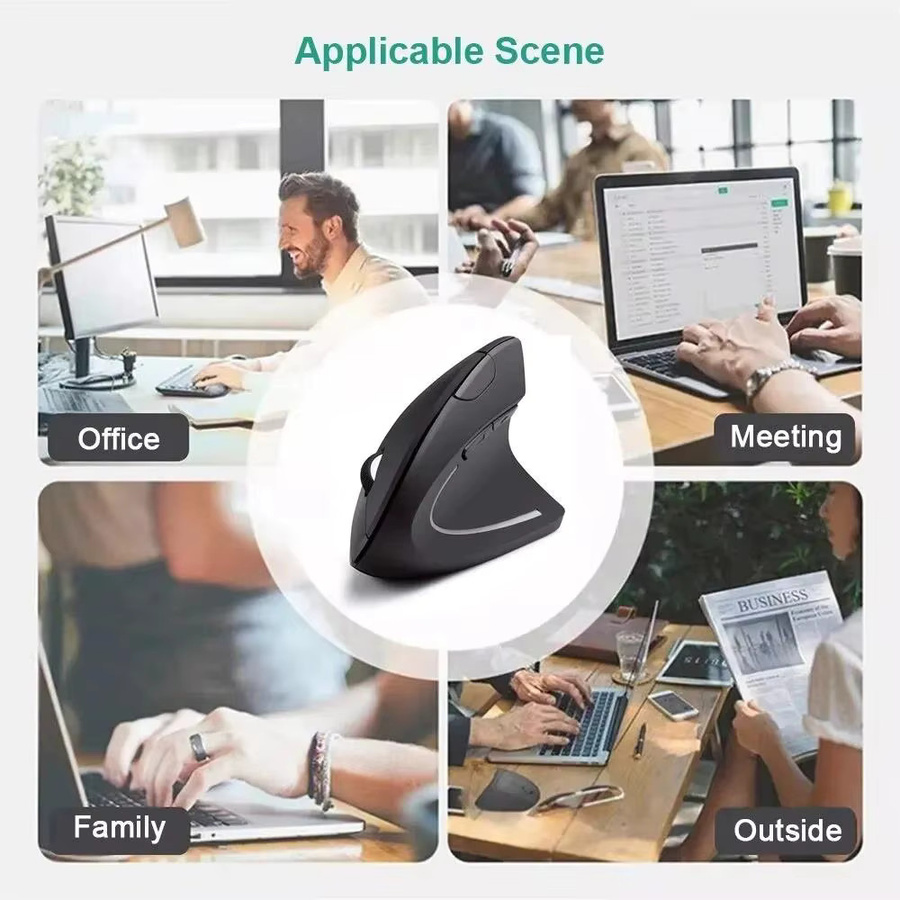 Ergonomische kabellose Bluetooth-Computermaus von KAFNHCKA in Schwarz mit 1600 DPI und wiederaufladbarem Akku - Bild 5