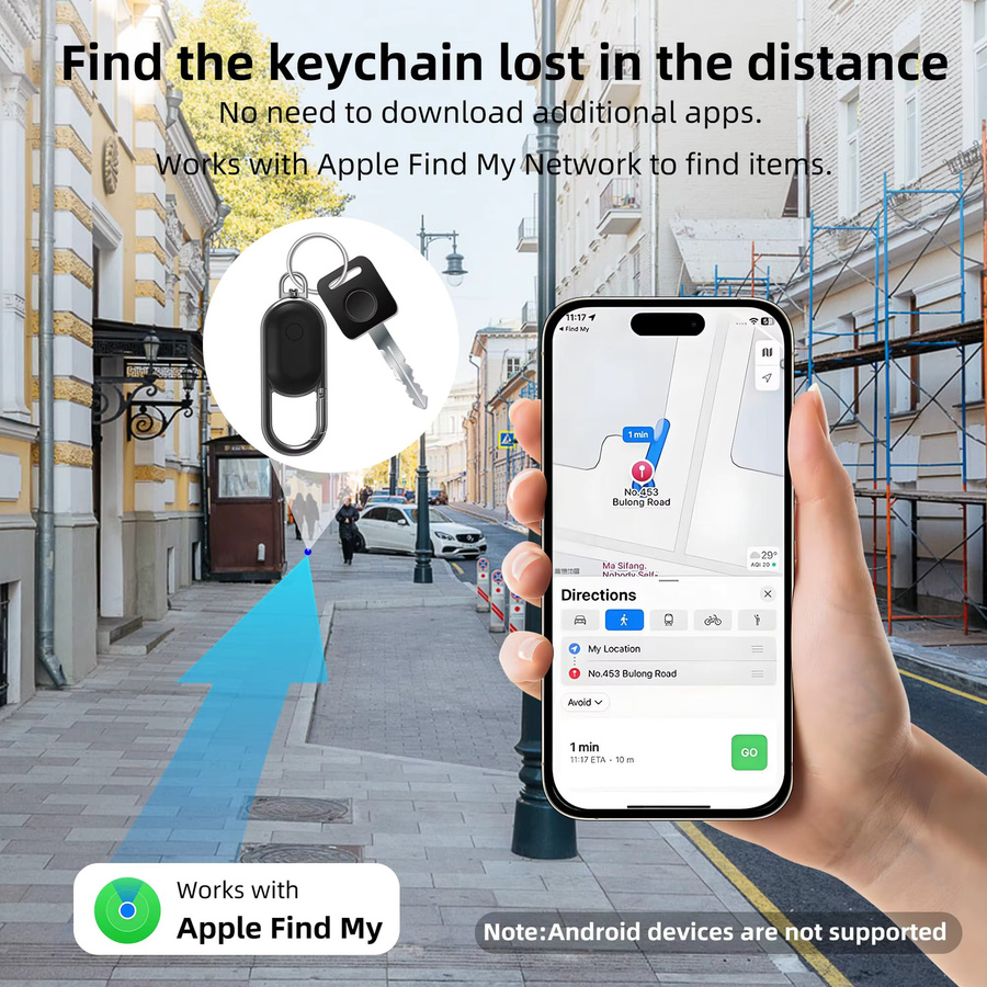 FUNTINGTREE iOS Key Finder Locator mit Sound Item Tracker für Schlüssel, Gepäck und Rucksäcke, Schwarz - Bild 3